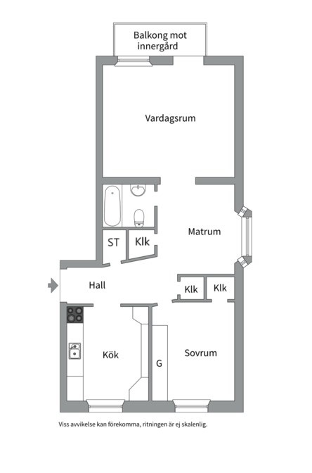 Planlösning från Ringgatan 16 B, Såld i Luthagen, Uppsala