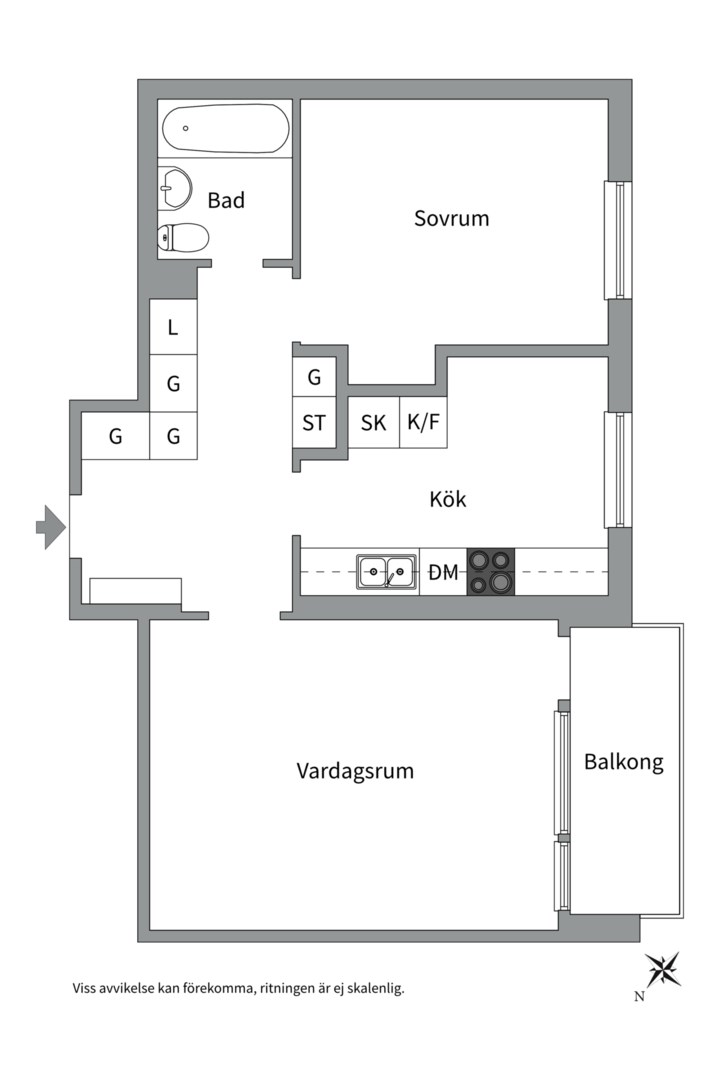 Planlösning från Väpnargatan 1 B, Såld i Tunabackar, Uppsala