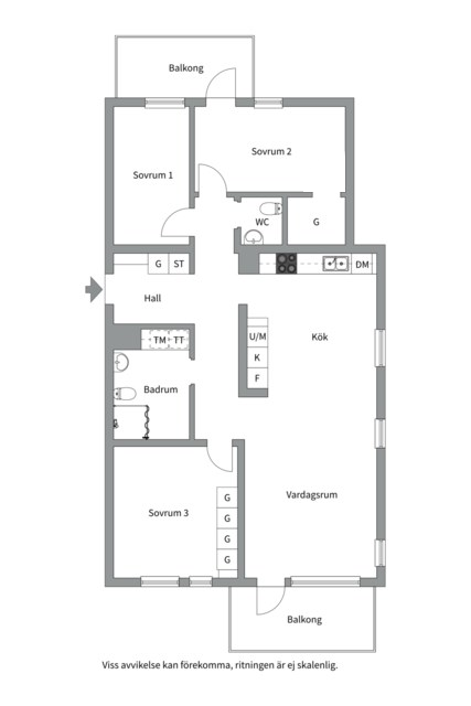 Planlösning från Wilhelm Kåges gata 9, Såld i Porslinskvarteren, Värmdö