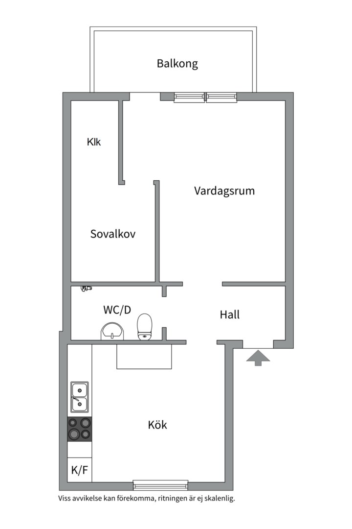 Planlösning från Frodegatan 33 F, Såld i Fålhagen, Uppsala