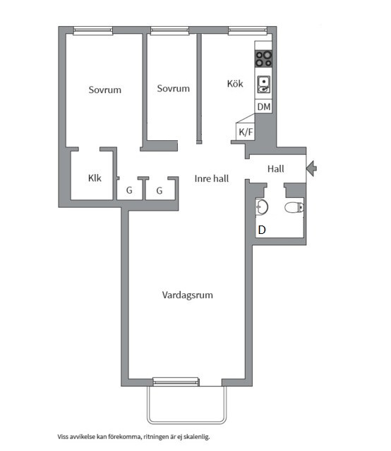 Planlösning från Kyrkogårdsgatan 45 B, Såld i Luthagen, Uppsala