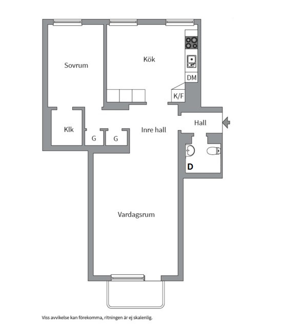 Planlösning från Kyrkogårdsgatan 45 B, Såld i Luthagen, Uppsala