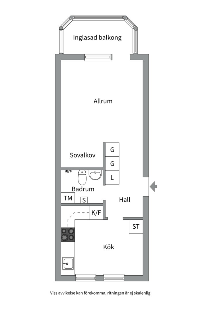 Planlösning från Bomansgatan 30D, Såld i Kristiansborg, Västerås
