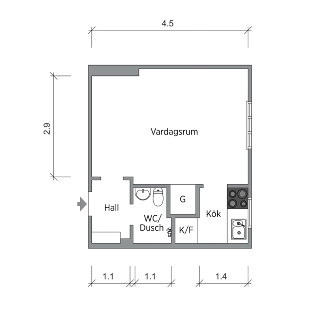Planlösning från Torphagsvägen 6, 2tr, Såld i Ekhagen, Stockholm