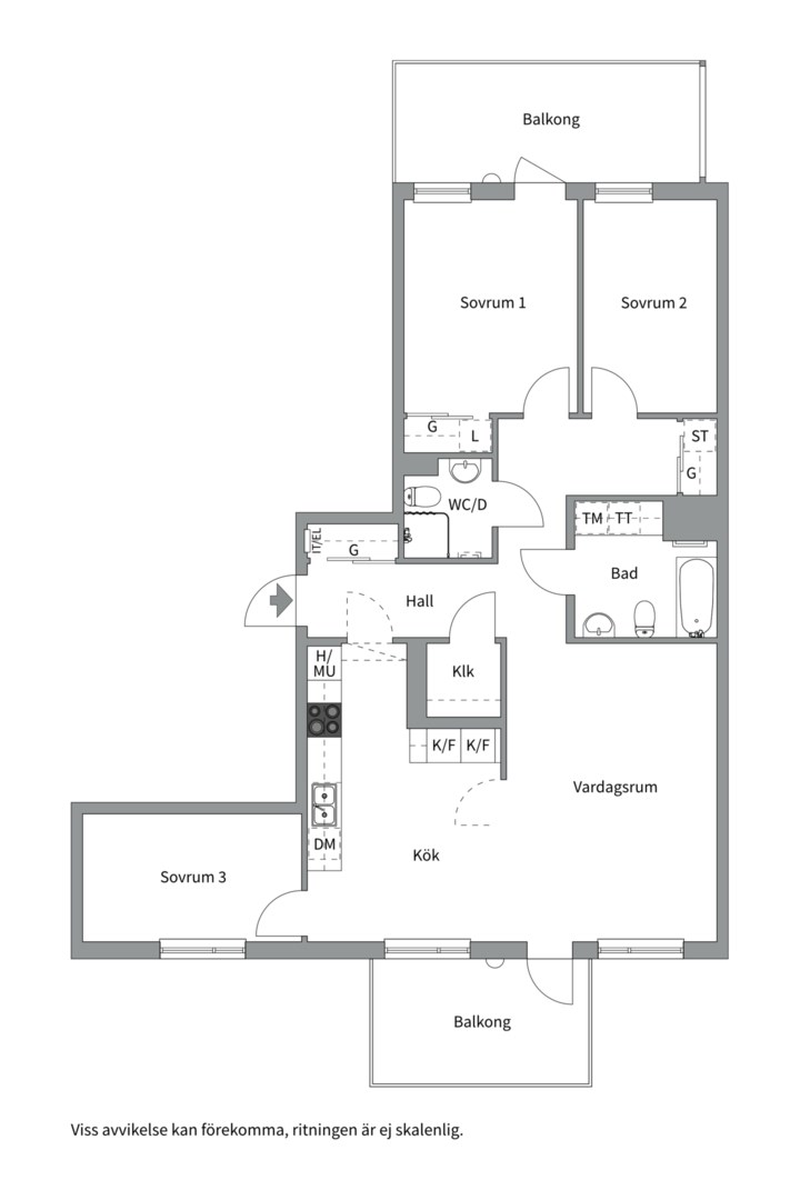 Planlösning från Gimogatan 4 B, Såld i Luthagen, Uppsala