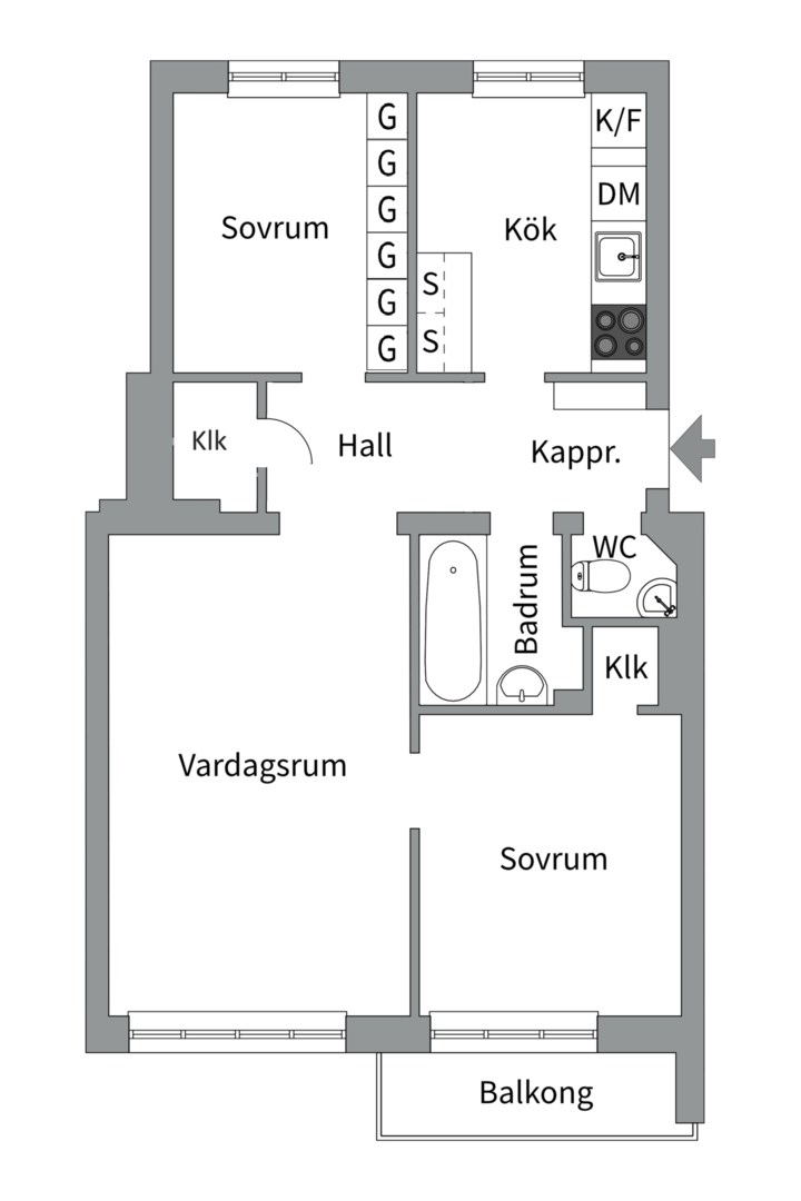 Planlösning från Tegnérgatan 28A, Snart till salu i Luthagen, Uppsala