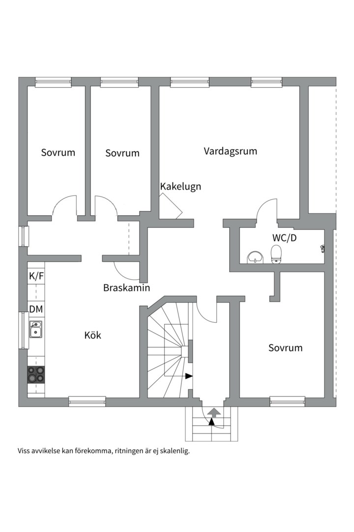 Planlösning från Börjegatan 43B, Såld i Luthagen, Uppsala