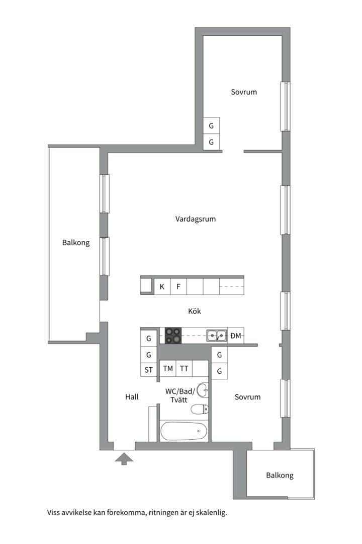Planlösning från Portalgatan 50, Såld i Kapellgärdet, Uppsala