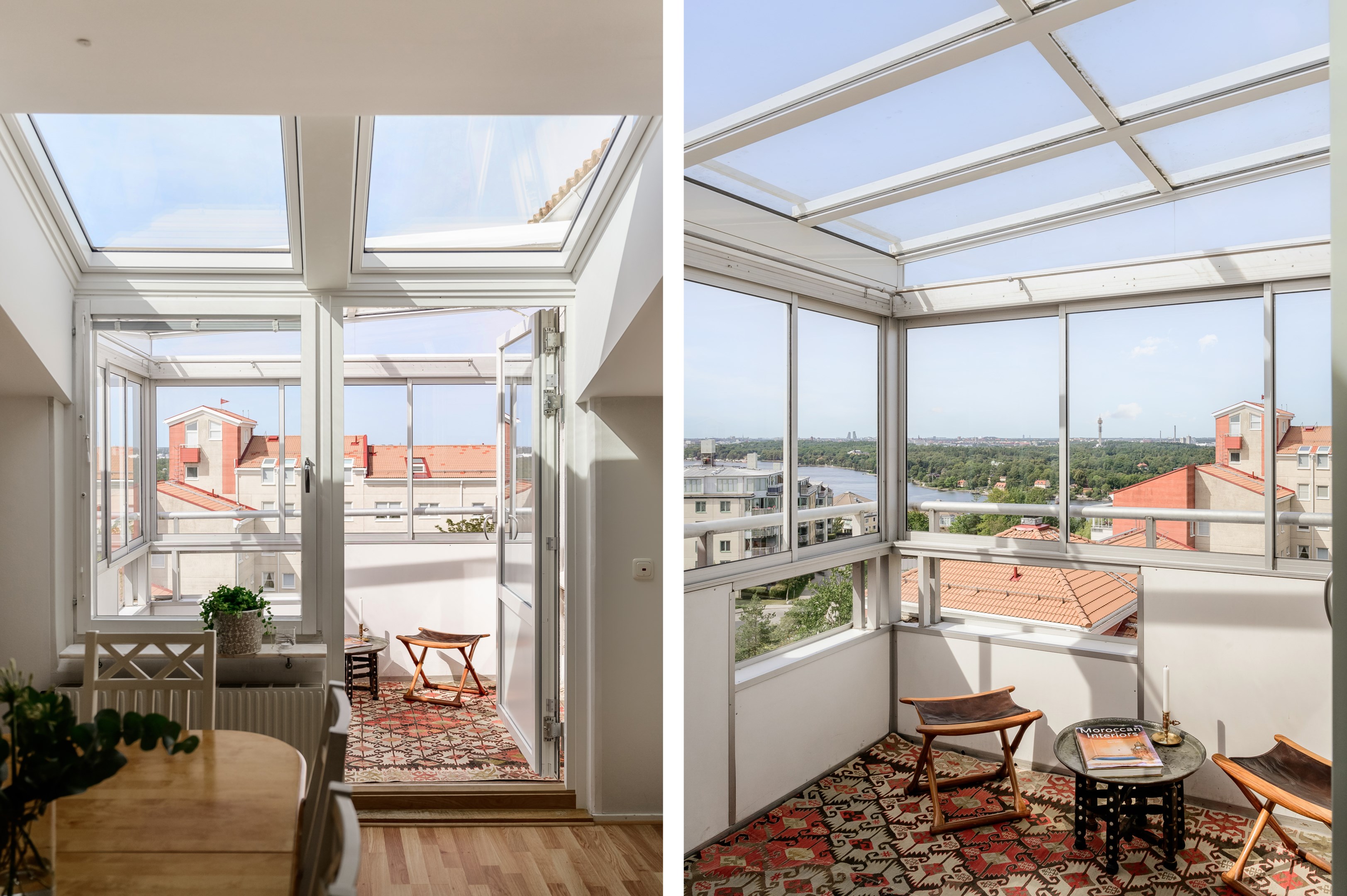 Balkongen fungerar som ett extra rum under stora delar av året.