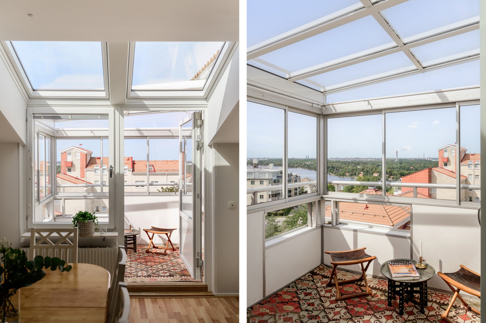 Balkongen fungerar som ett extra rum under stora delar av året.