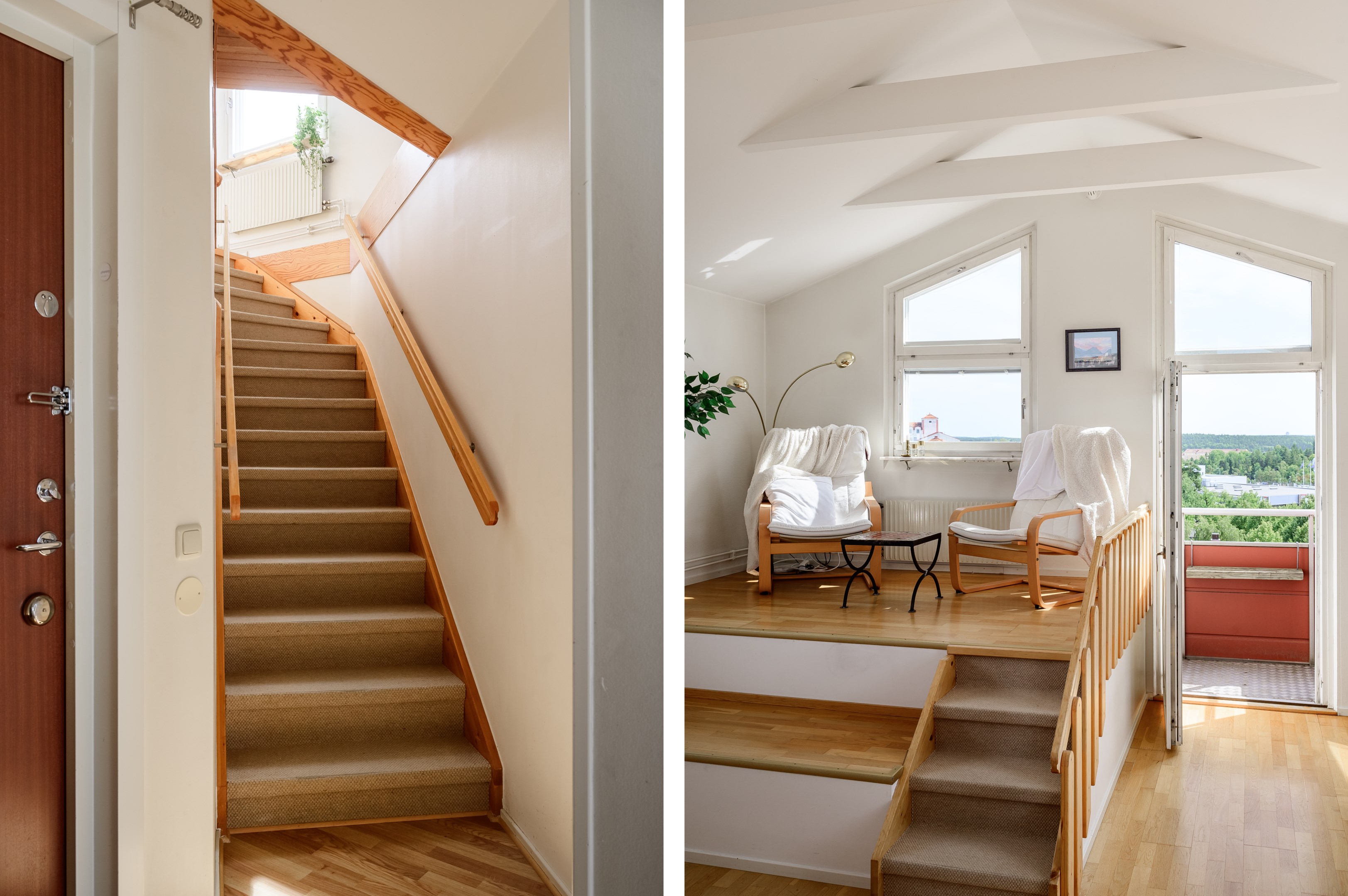 Tornrummet disponeras som vardagsrum och nås via entréhallen.