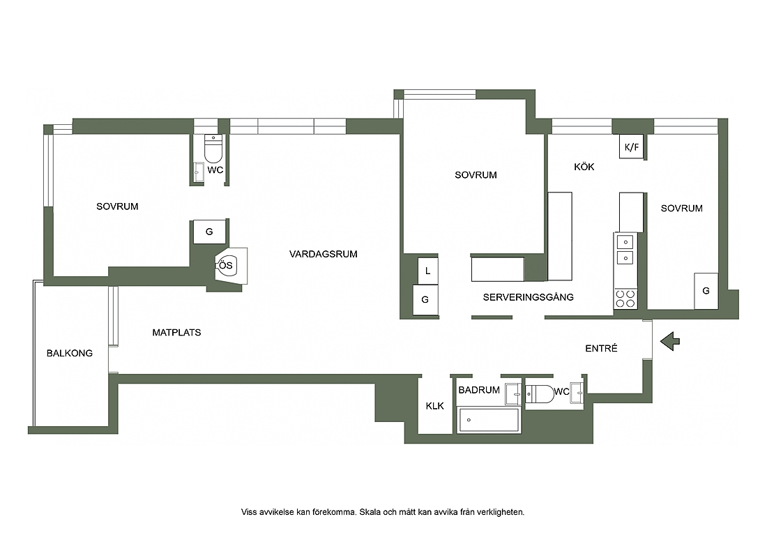 Planlösning från Norr Mälarstrand 92, 3tr, Såld i Kungsholmen, Stockholm