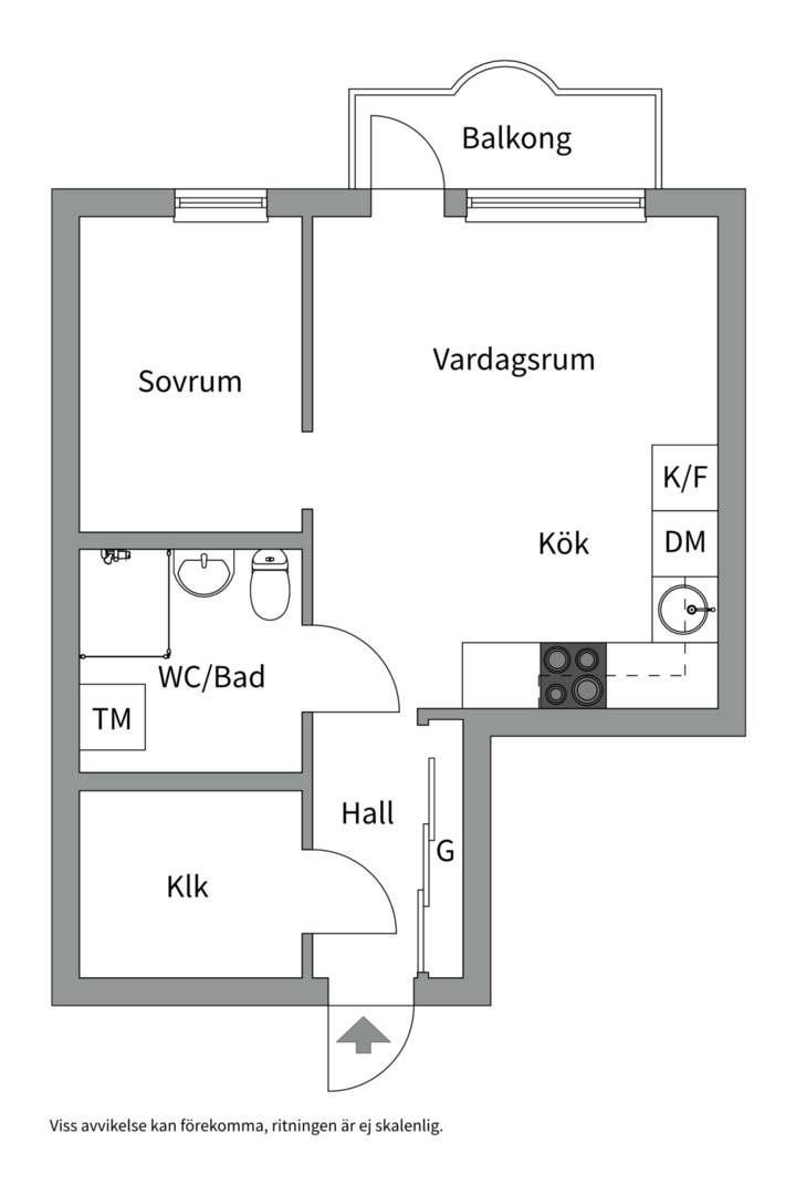 Planlösning från Tranvägen 13, 2 tr, Såld i Saltängen, Nacka