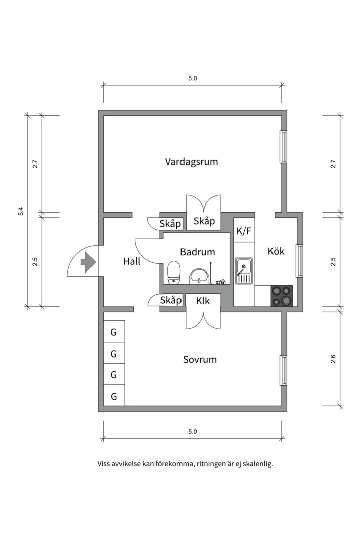 Planlösning från Sköndalsvägen 106, Såld i Skarpnäck, Stockholm