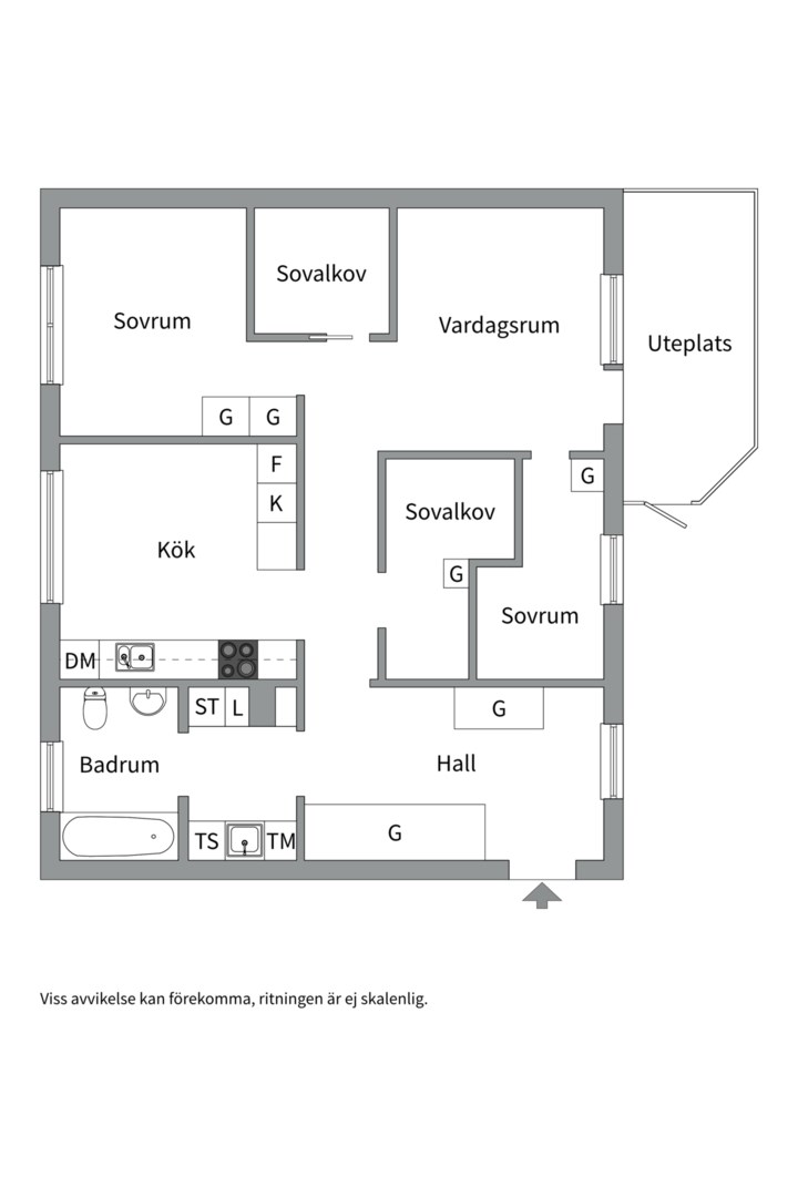 Planlösning från Ängsbacken 1, Såld i Björknäs, Nacka