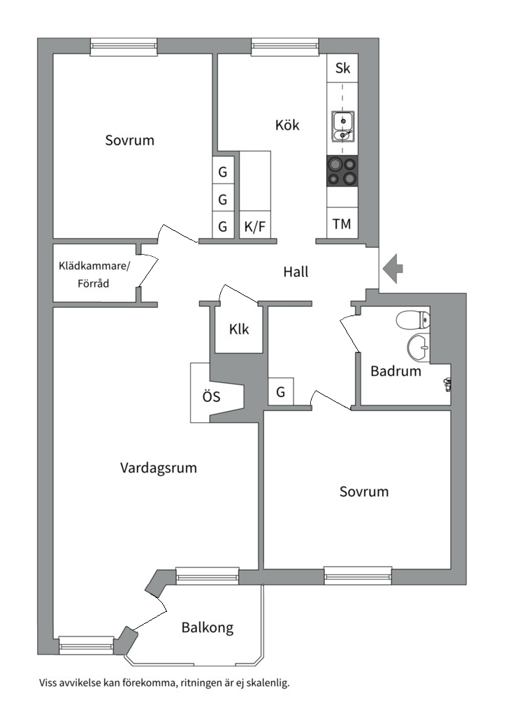 Planlösning från Börjegatan 42A, Såld i Luthagen, Uppsala