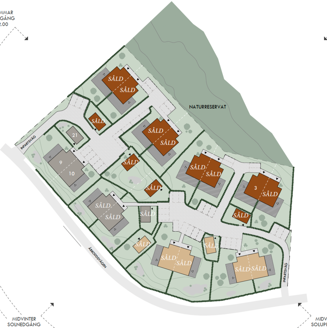 Planlösning från Åbroddsvägen 31J, parhus 7, Såld i Kummelnäs, Nacka