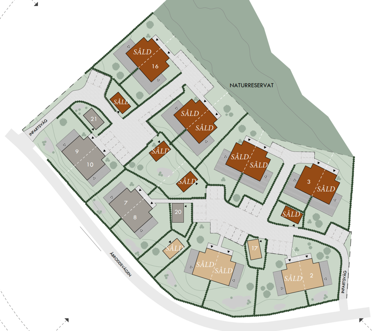 Planlösning från Åbroddsvägen 33C, parhus 4, Såld i Kummelnäs, Nacka