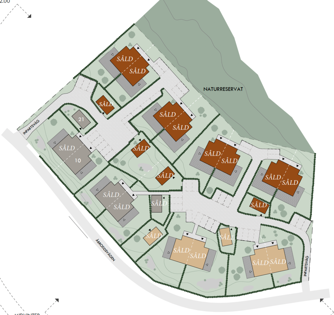 Planlösning från Åbroddsvägen 31A, parhus 2, Såld i Kummelnäs, Nacka