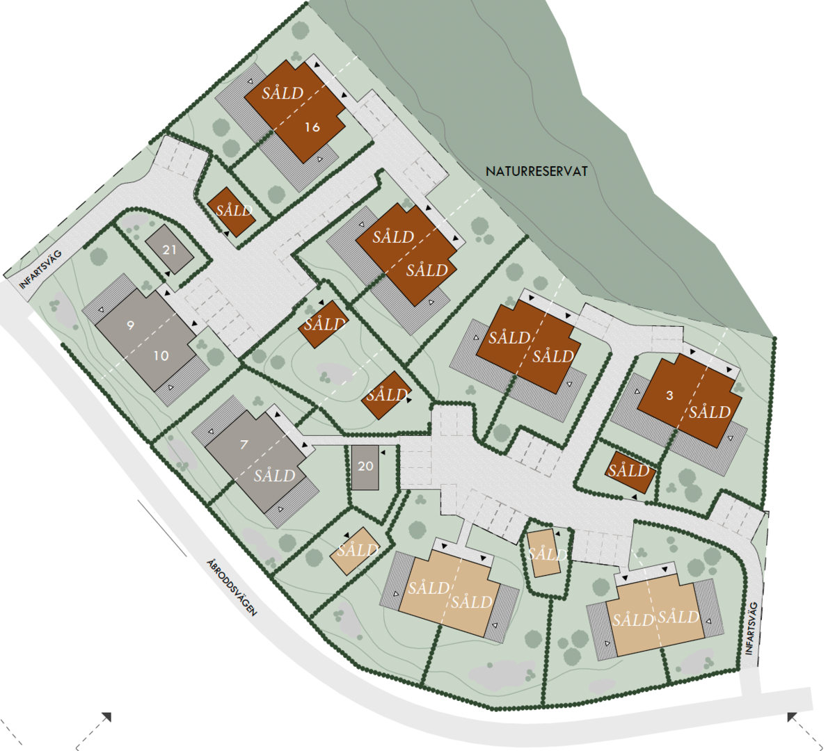 Planlösning från Åbroddsvägen 31B, parhus 1, Såld i Kummelnäs, Nacka