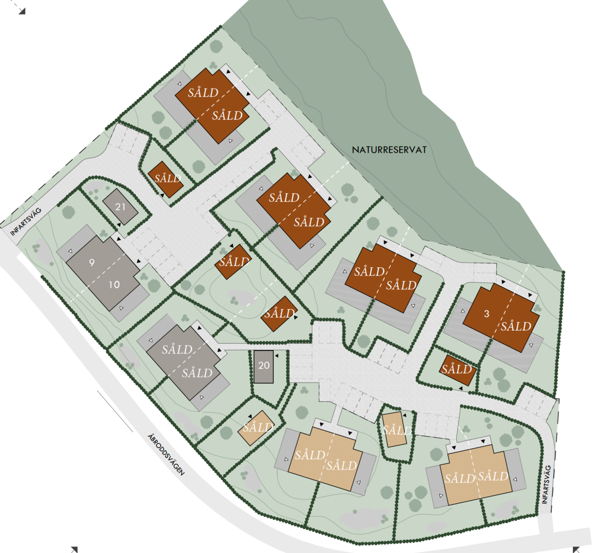 Planlösning från Åbroddsvägen 29B, parhus 16, Såld i Kummelnäs, Nacka