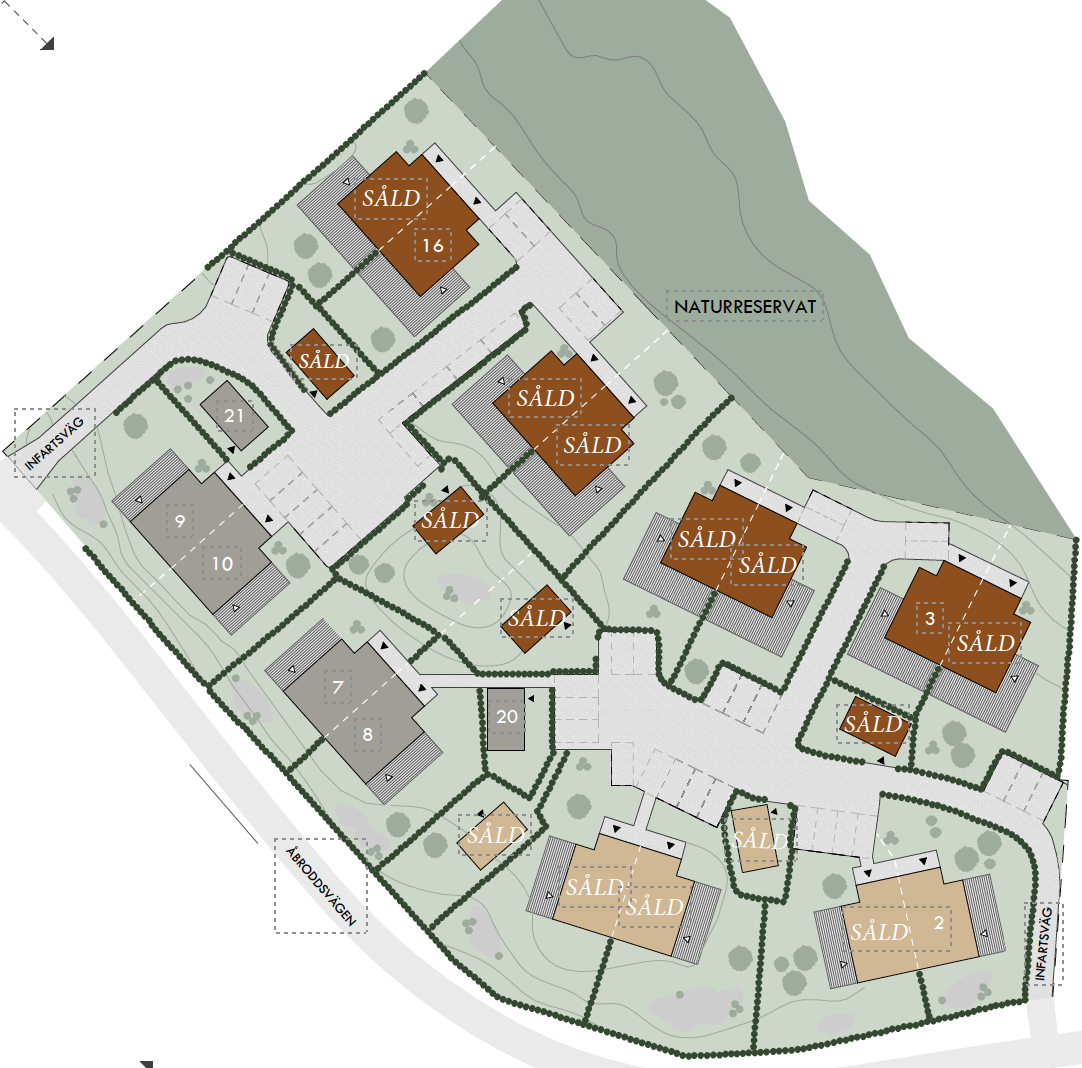 Planlösning från Åbroddsvägen 33D, parhus 12, Såld i Kummelnäs, Nacka