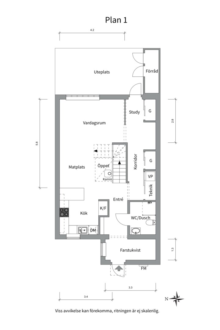 Planlösning från Vikvägen 60, Såld i Vårdsätra, Uppsala
