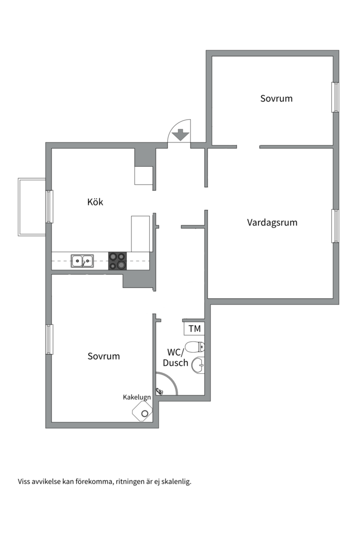 Planlösning från Stora gatan 73B, Såld i Vasastaden, Västerås