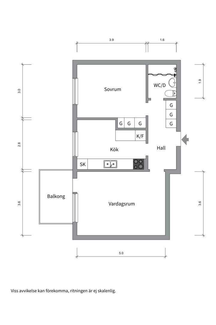 Planlösning från Tiundagatan 56A, Såld i Luthagen, Uppsala