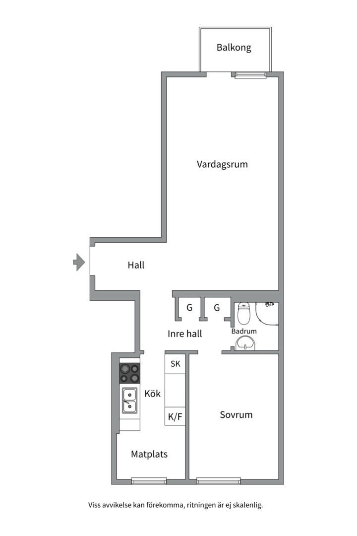 Planlösning från Sturegatan 16 B, Såld i Luthagen, Uppsala