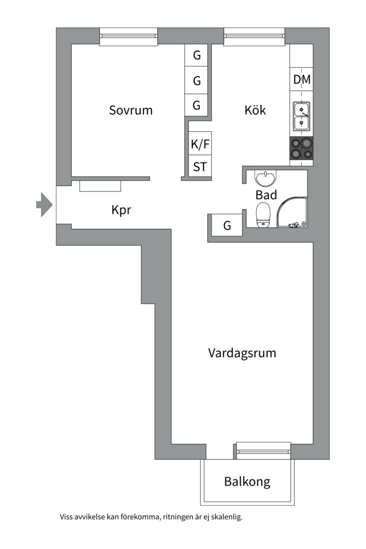 Planlösning från Svartbäcksgatan 101 C, Såld i Svartbäcken, Uppsala