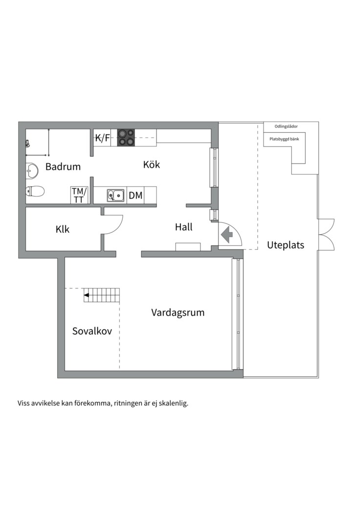 Planlösning från Hovvägen 38B, Såld i Hästhagen, Värmdö