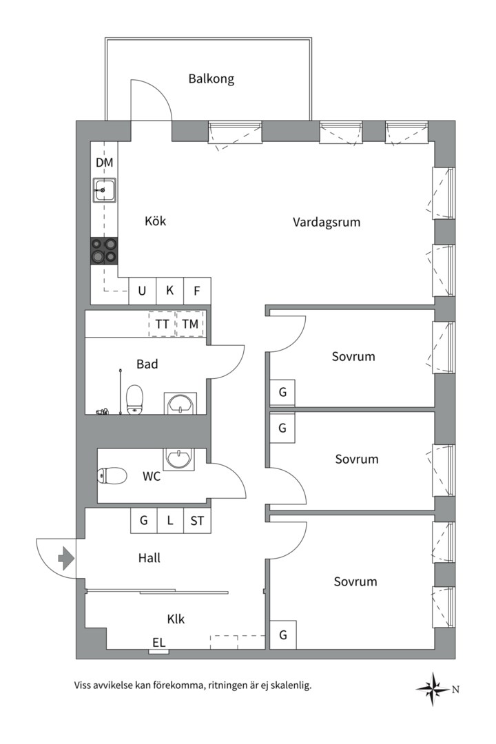 Planlösning från Kavallerivägen 2B, Såld i Sundbyberg – Rissne, Sundbyberg