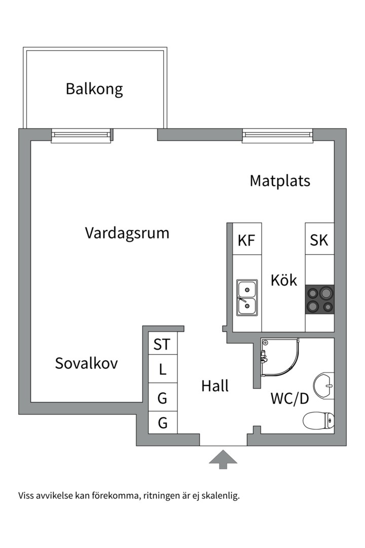 Planlösning från Österängsgatan 14D, Såld i Fålhagen, Uppsala