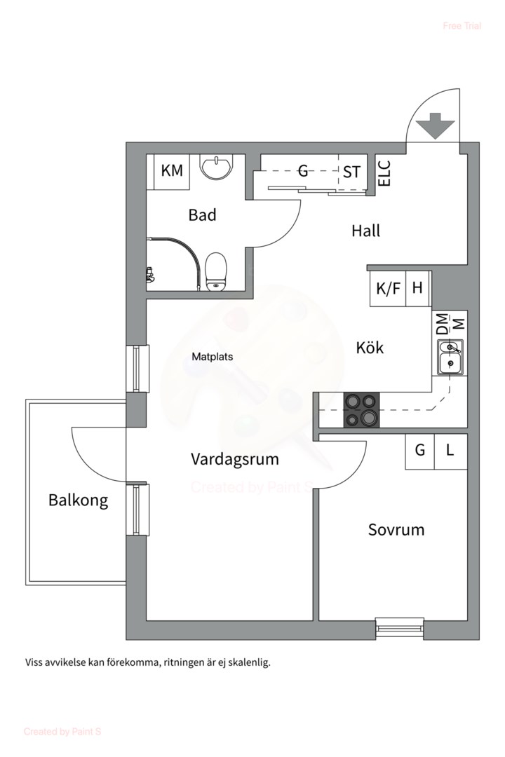 Planlösning från Chamottevägen 7, Såld i Porslinskvarteren, Värmdö