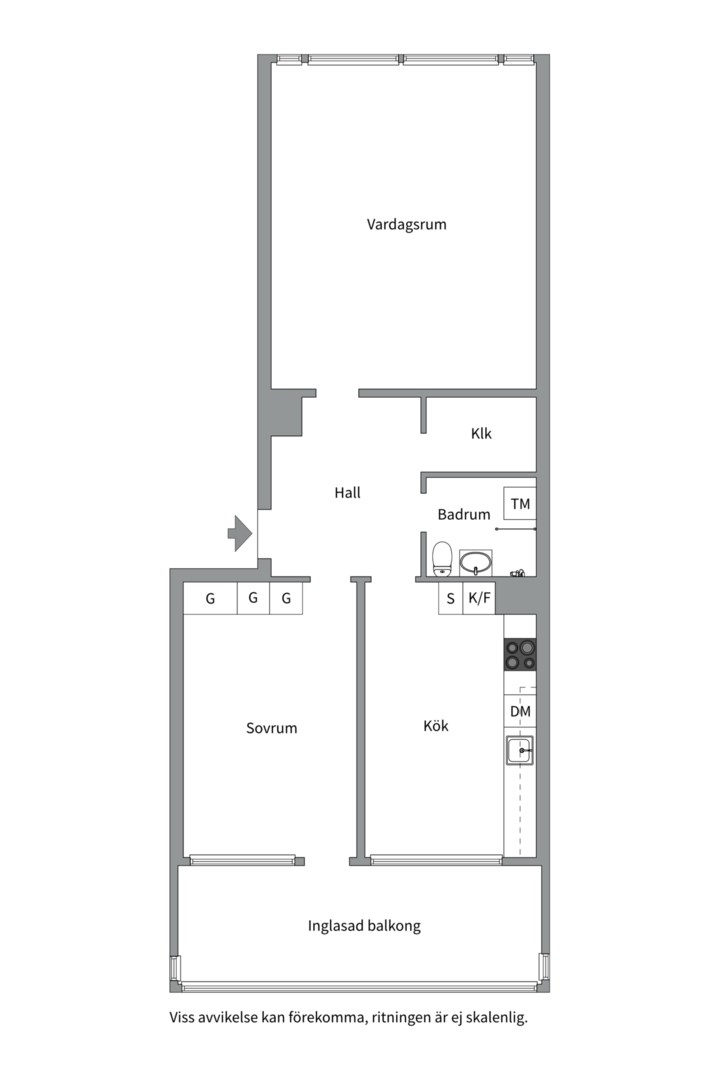 Planlösning från Klockargatan 8C, Såld i Klockartorpet, Västerås
