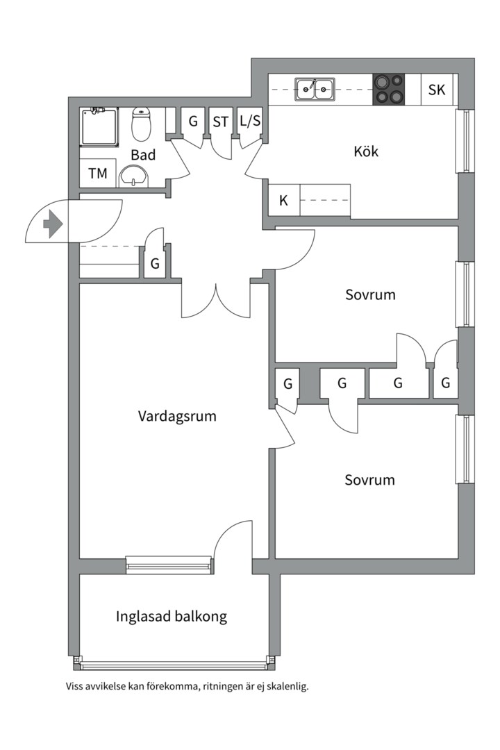 Planlösning från Finntorpsvägen 12, 5tr, Såld i Finntorp, Nacka