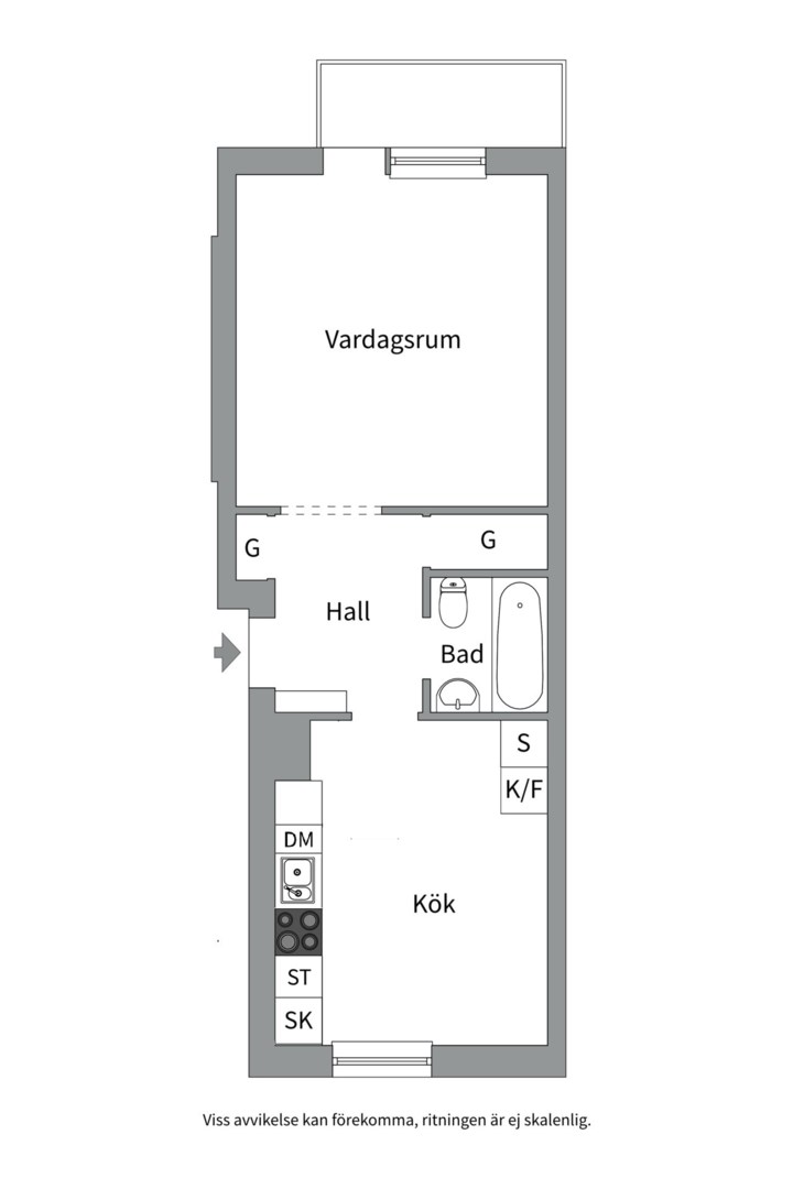 Planlösning från Vaksalagatan 36 D, Såld i Höganäs, Uppsala