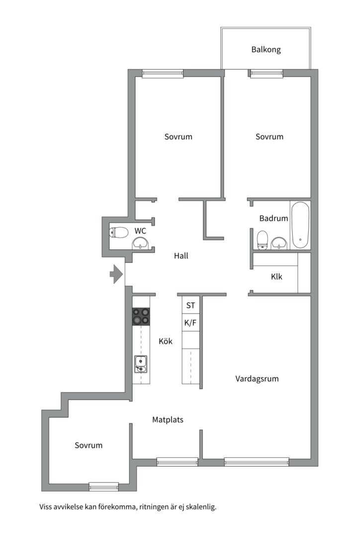 Planlösning från Petterslundsgatan 9C, Såld i Fålhagen, Uppsala