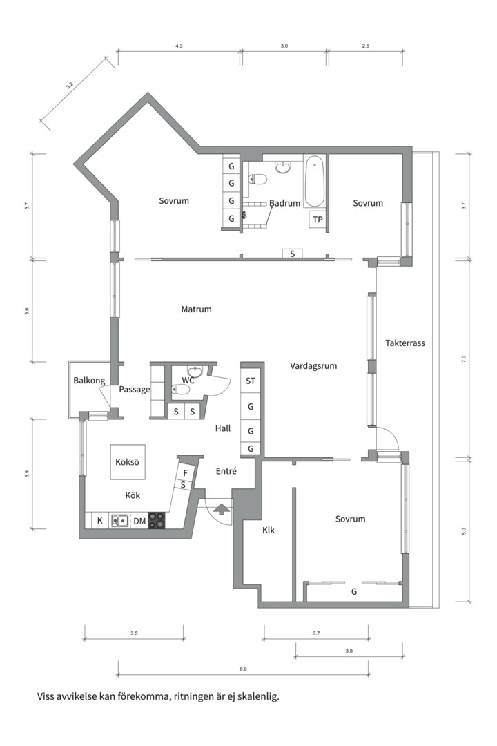 Planlösning från Gustaf Kjellbergs väg 32, Såld i Ulleråker, Uppsala