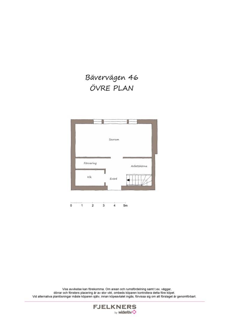 Planlösning från Bävervägen 46, Såld i Bromma - Abrahamsberg, Stockholm