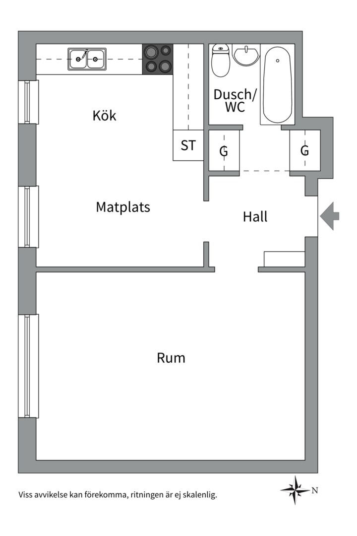 Planlösning från Hällbygatan 32 D, Såld i Luthagen, Uppsala