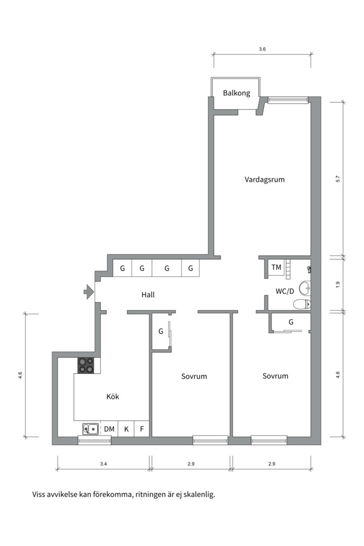 Planlösning från Börjegatan 54A, Såld i Luthagen, Uppsala