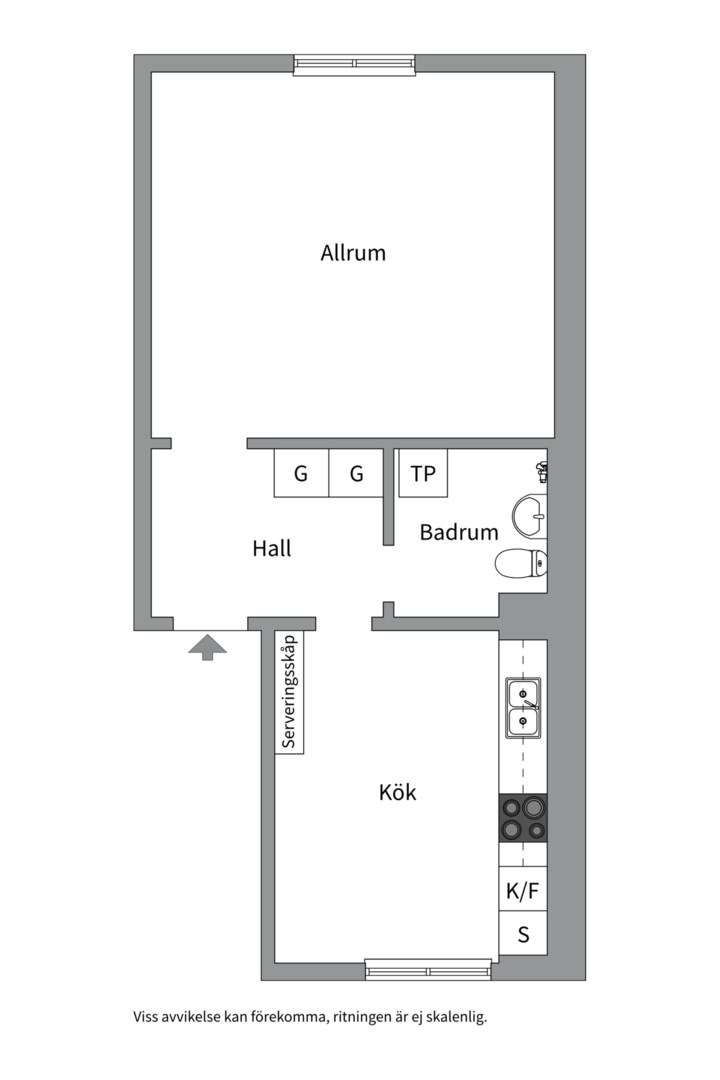 Planlösning från Karlsgatan 11C, Såld i Centrum, Västerås