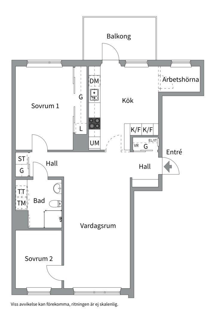 Planlösning från Portalgatan 2A, Såld i Kapellgärdet, Uppsala
