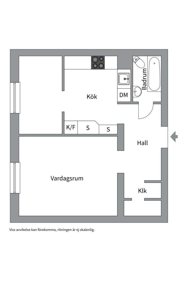 Planlösning från Salagatan 42B, Såld i Fålhagen, Uppsala