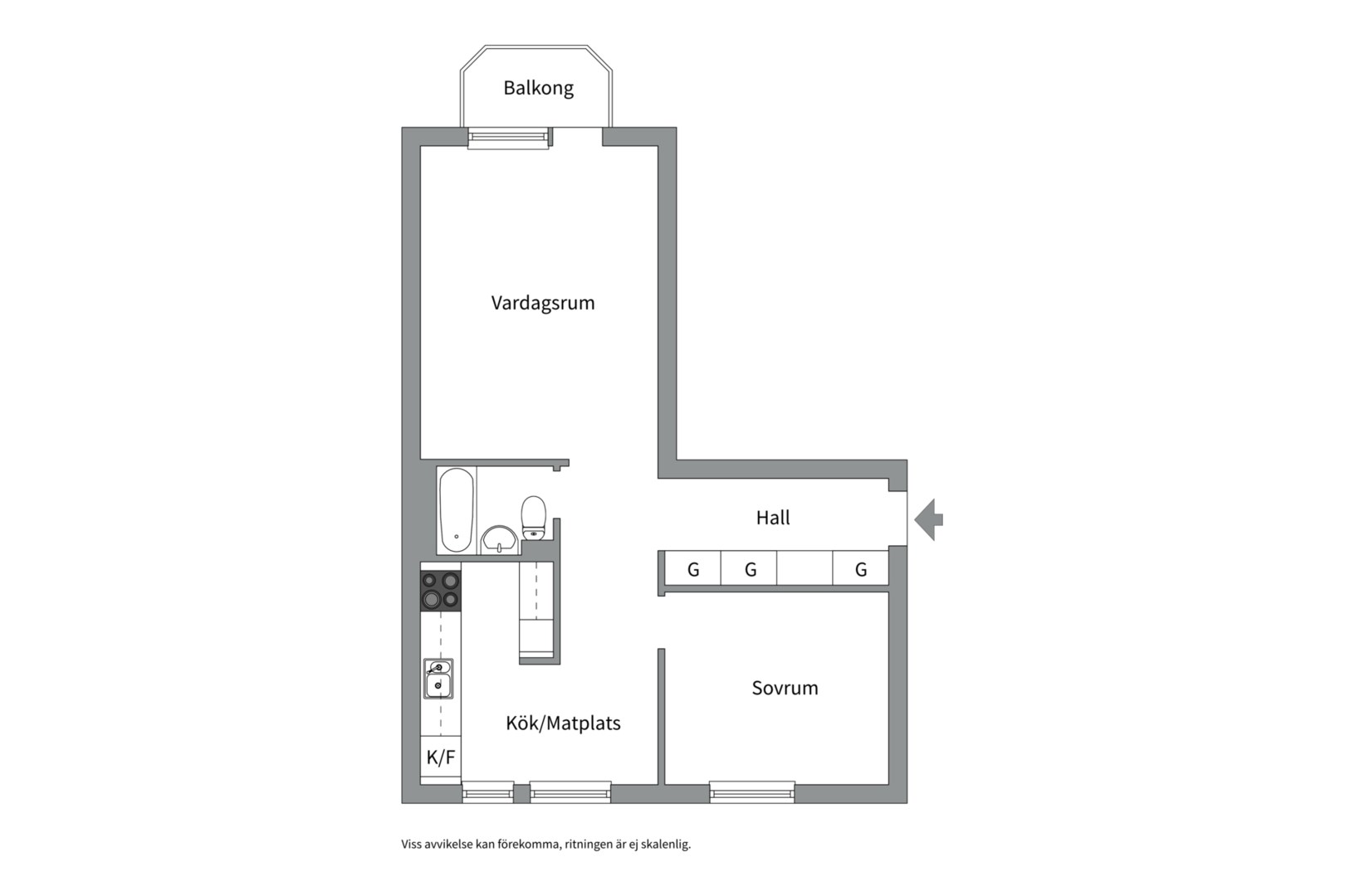 Planlösning från Tegnérgatan 40 B, Såld i Luthagen, Uppsala