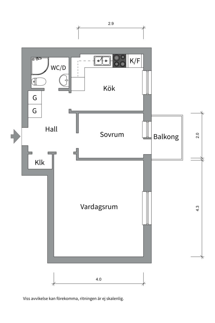 Planlösning från Luthagsesplanaden 34B, Såld i Luthagen, Uppsala