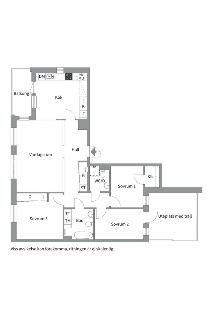 Planlösning från Pelargatan 24, Såld i Luthagen, Uppsala