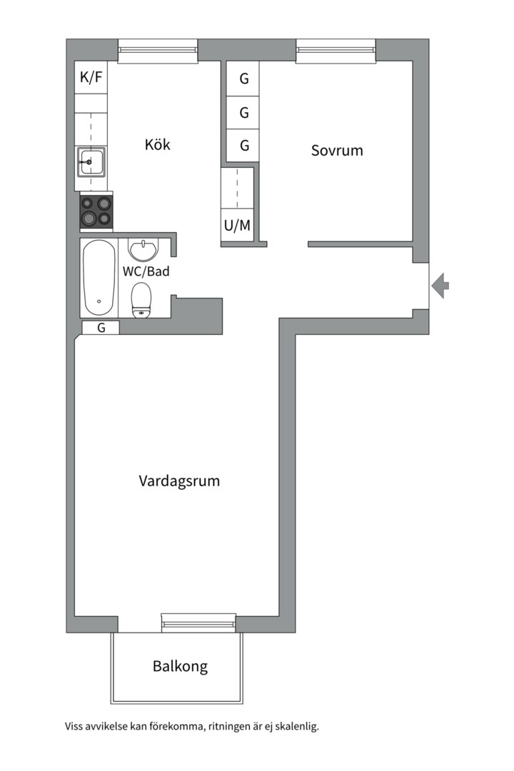 Planlösning från Svartbäcksgatan 105 C, Såld i Svartbäcken, Uppsala